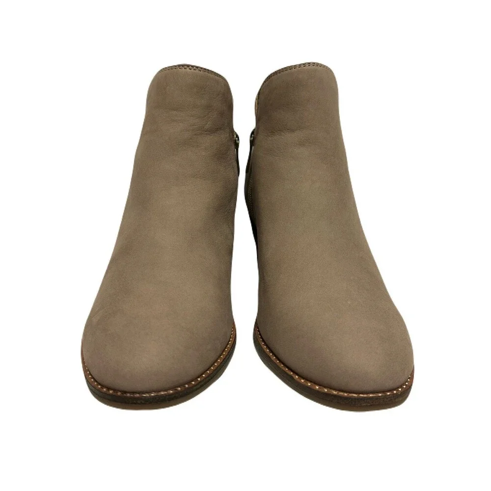 New earth Womens Size 7.5 Marisole Block Heel Casual Taupe Leather Booties